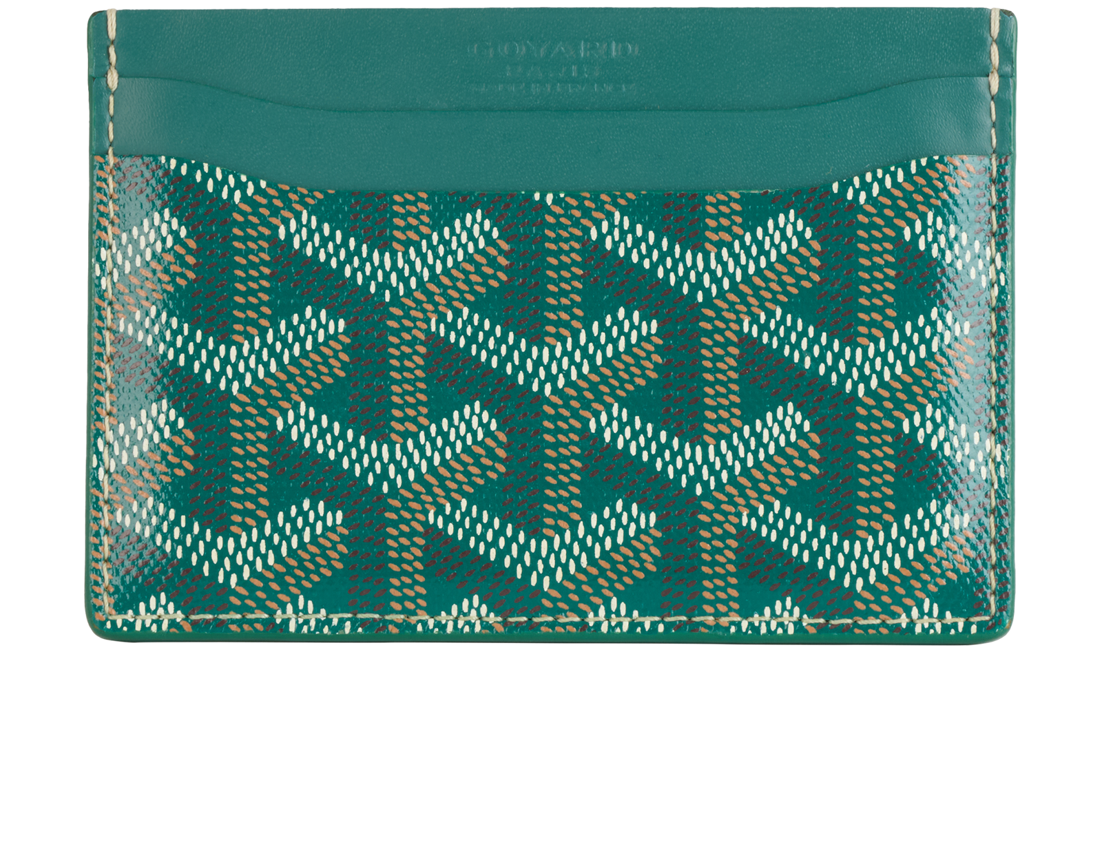 Goyard Saint Sulpice Card Wallet, &pound;350, Accessories, Green, Canvas/Leather, Back view